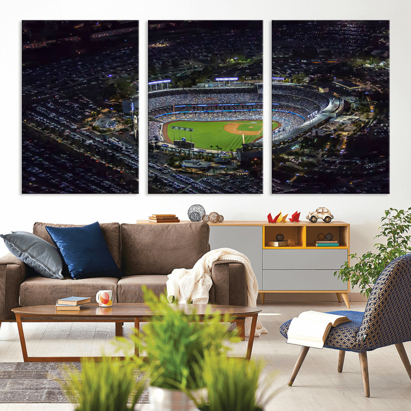 MGV-CV-60X30-3P - Los Angeles Dodgers Baseball Team Print - California Dodger Stadium Wall Art Canvas Print
