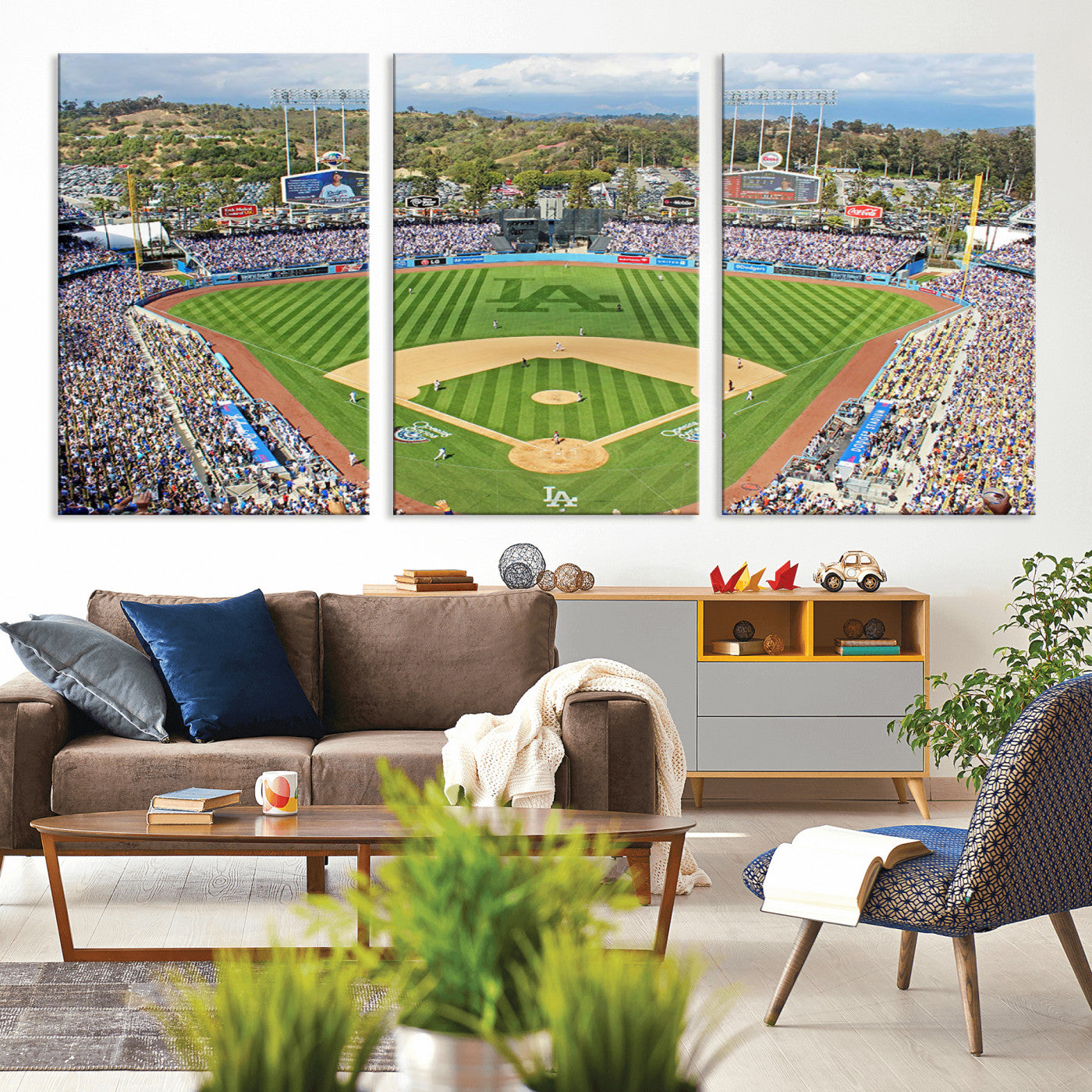 MGV-CV-60X30-3P - Citi Field Wall Art Print | 3-Panel New York Mets Baseball Stadium Canvas Print | Framed Sports Decor for Living Room, Man Cave, or Office
