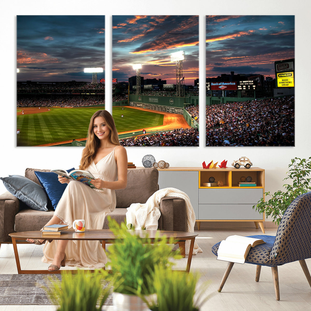 66781-MGV-CV-36X24 - Fenway Park Boston Massachusetts Stadium Wall Art Canvas Print