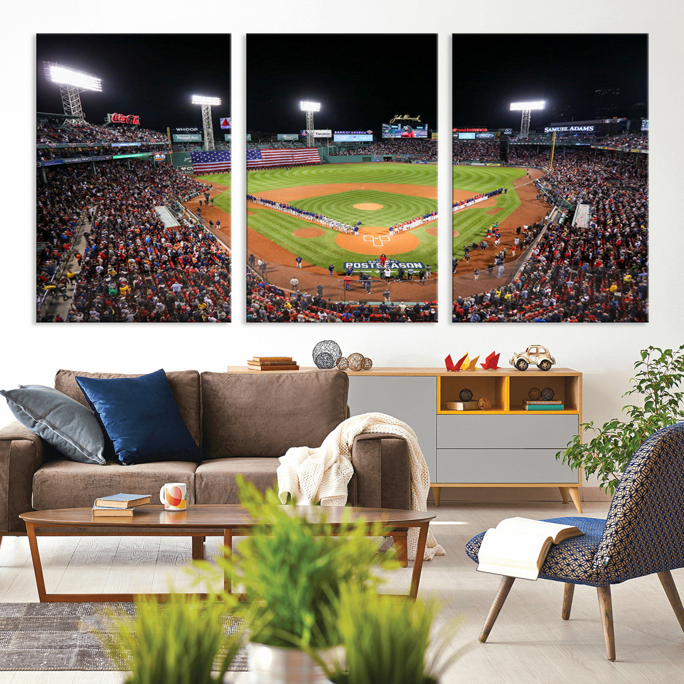 MGV-CV-60X30-3P - Fenway Park Wall Art Canvas Print | Large Baseball Stadium Canvas Print for Boston Red Sox Fans | Framed Ready-to-Hang Boston Sports Decor Artwork