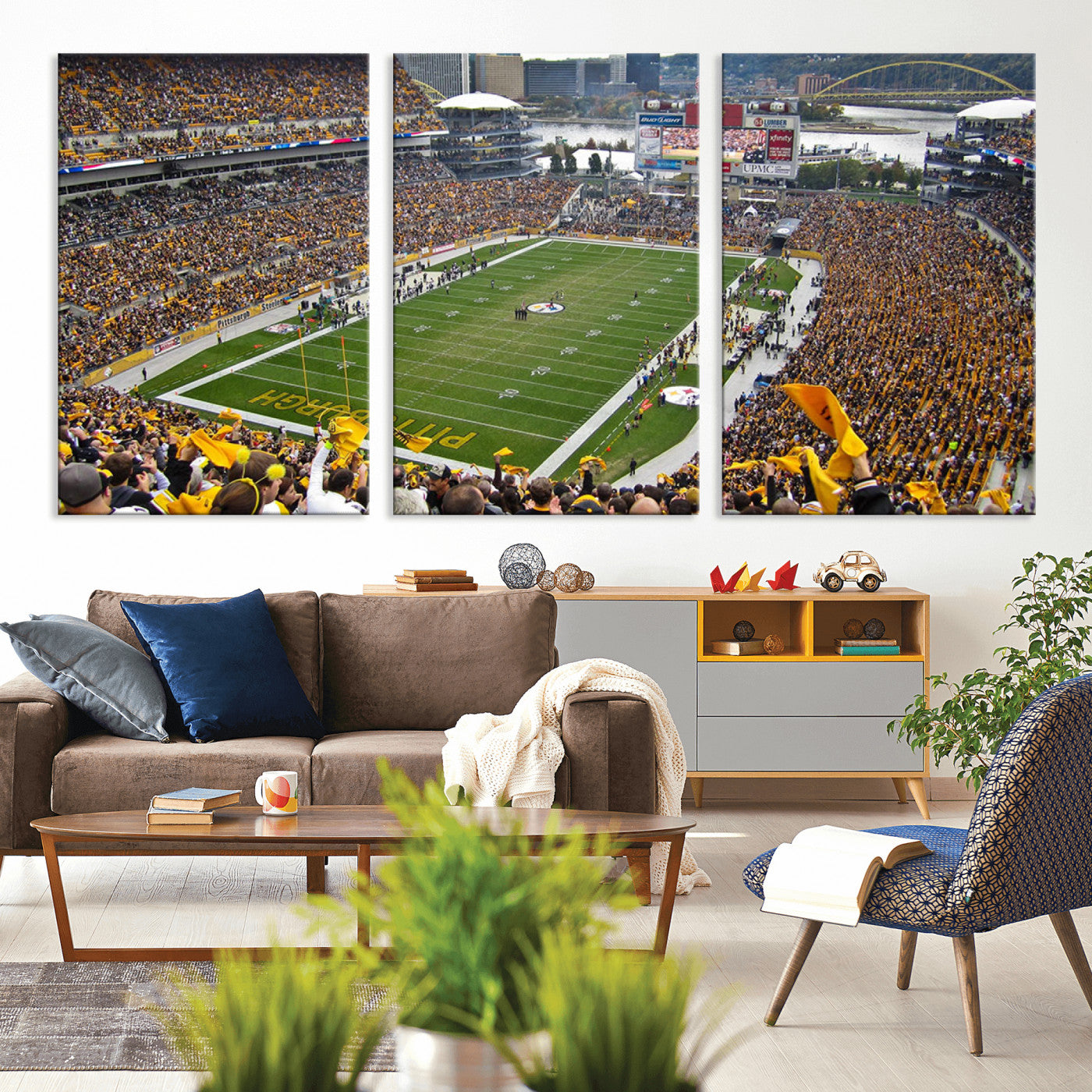 MGV-CV-60X30-3P - Pittsburgh Steelers Football Team Print - Pittsburgh Heinz Field Stadium Wall Art Canvas Print