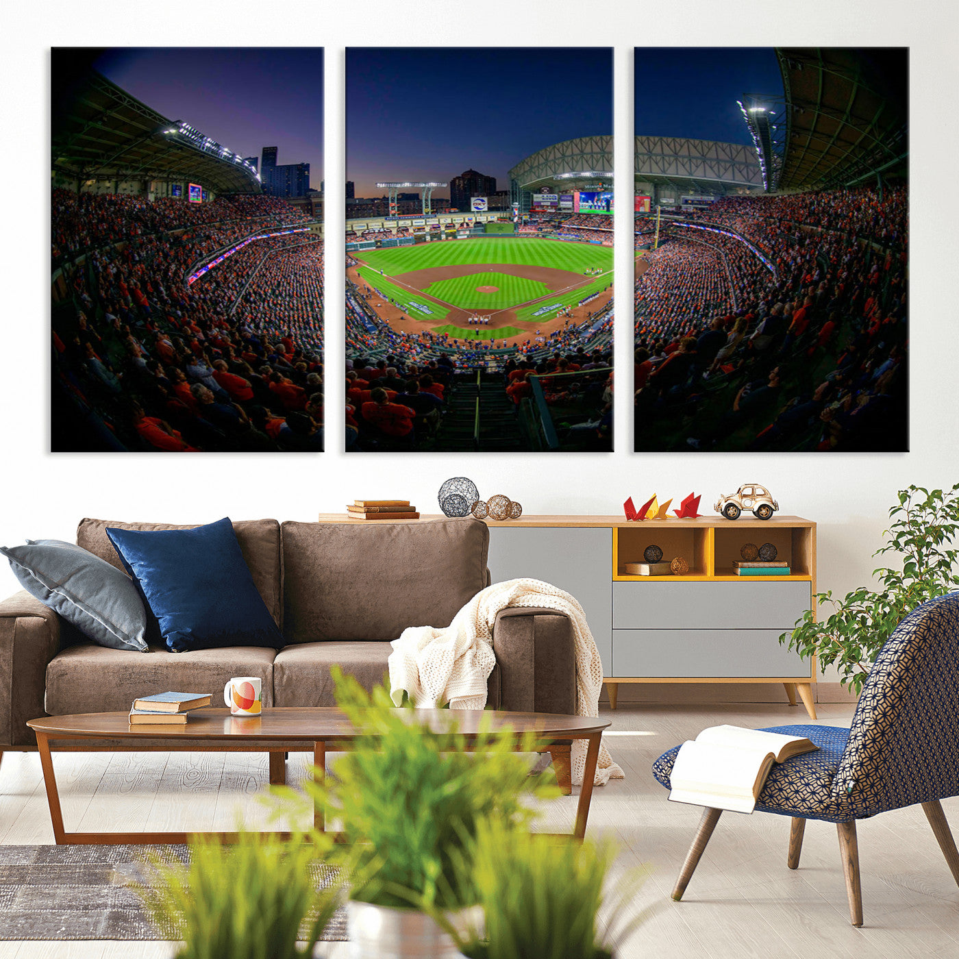 MGV-CV-60X30-3P - Houston Astros Baseball Team Print - Houston Minute Maid Park Stadium Wall Art Canvas Print