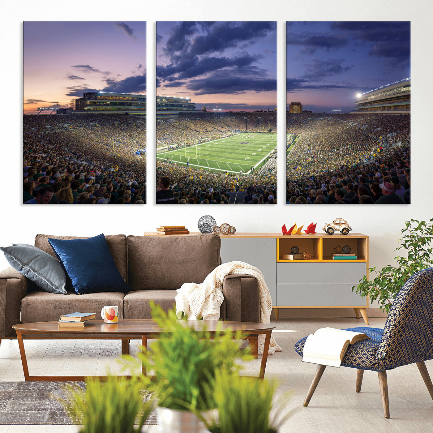 MGV-CV-60X30-3P - Notre Dame Fighting Irish Football Team Print - Notre Dame Stadium Wall Art Canvas Print