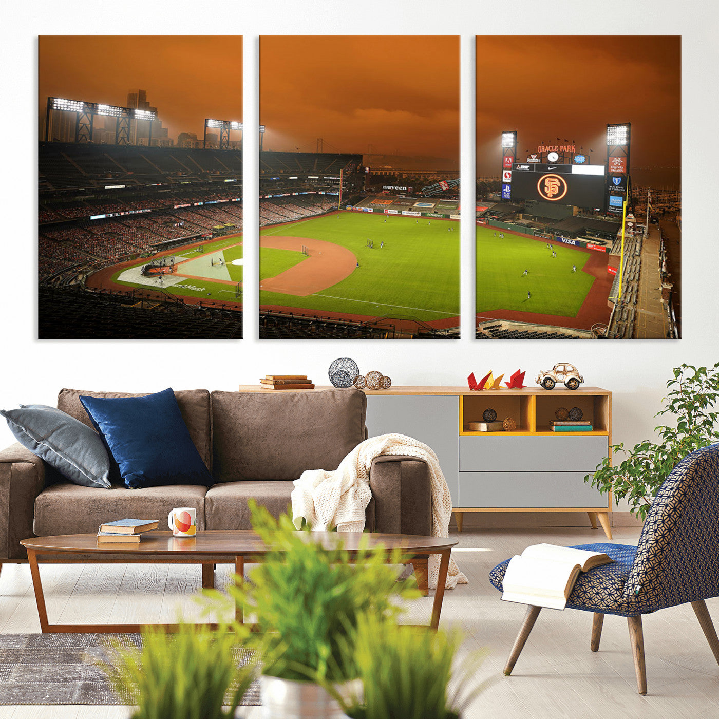 MGV-CV-60X30-3P - San Francisco Giants Baseball Team Print - Oracle Park Stadium Wall Art Canvas Print