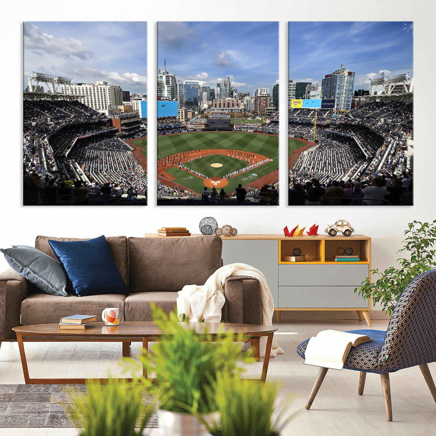 MGV-CV-60X30-3P - San Diego Padres Baseball Team Print - Petco Park Stadium Wall Art Canvas Print