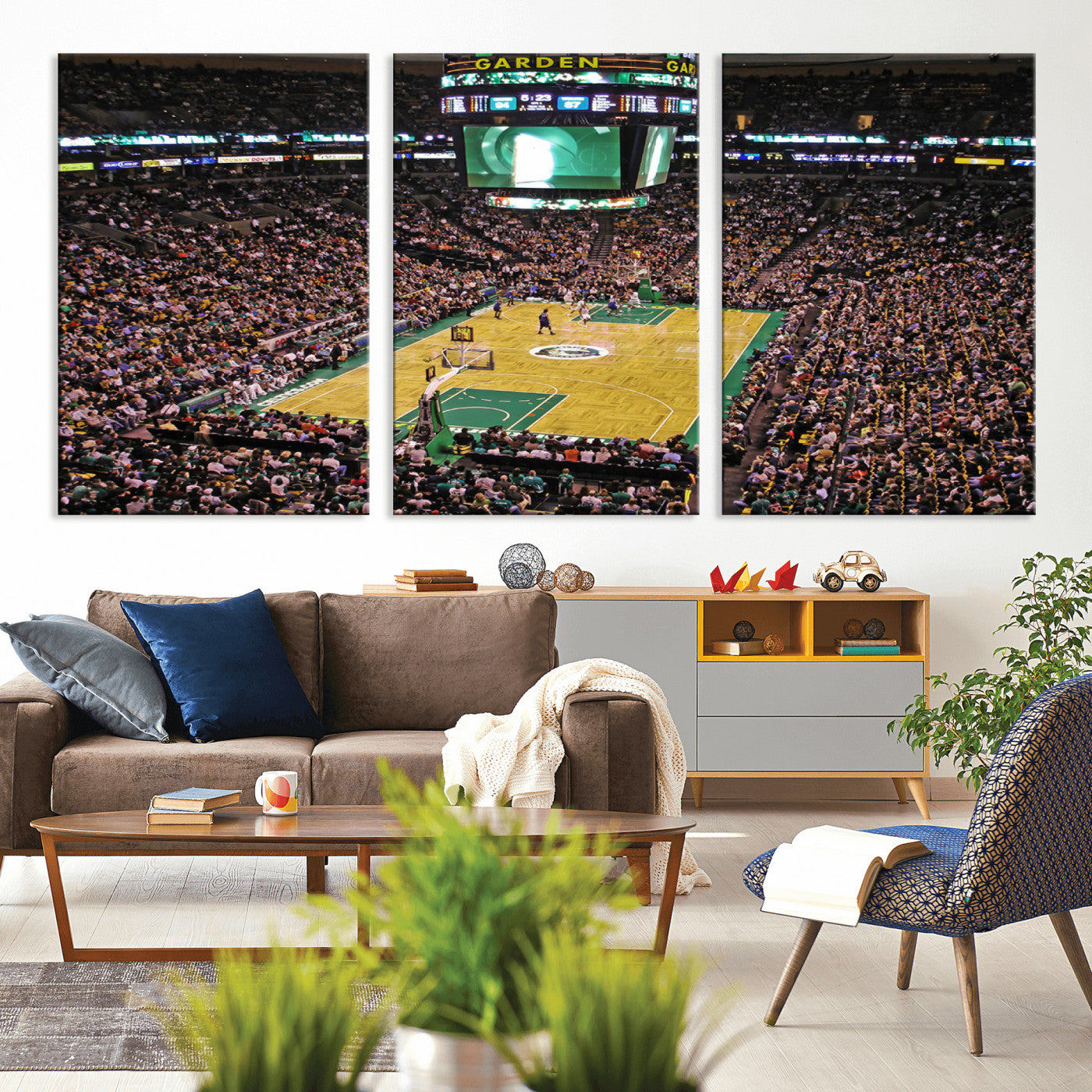 -TD Garden Basketball Canvas Wall Art - Boston Celtics Live Action - Framed - Ready to Hang
