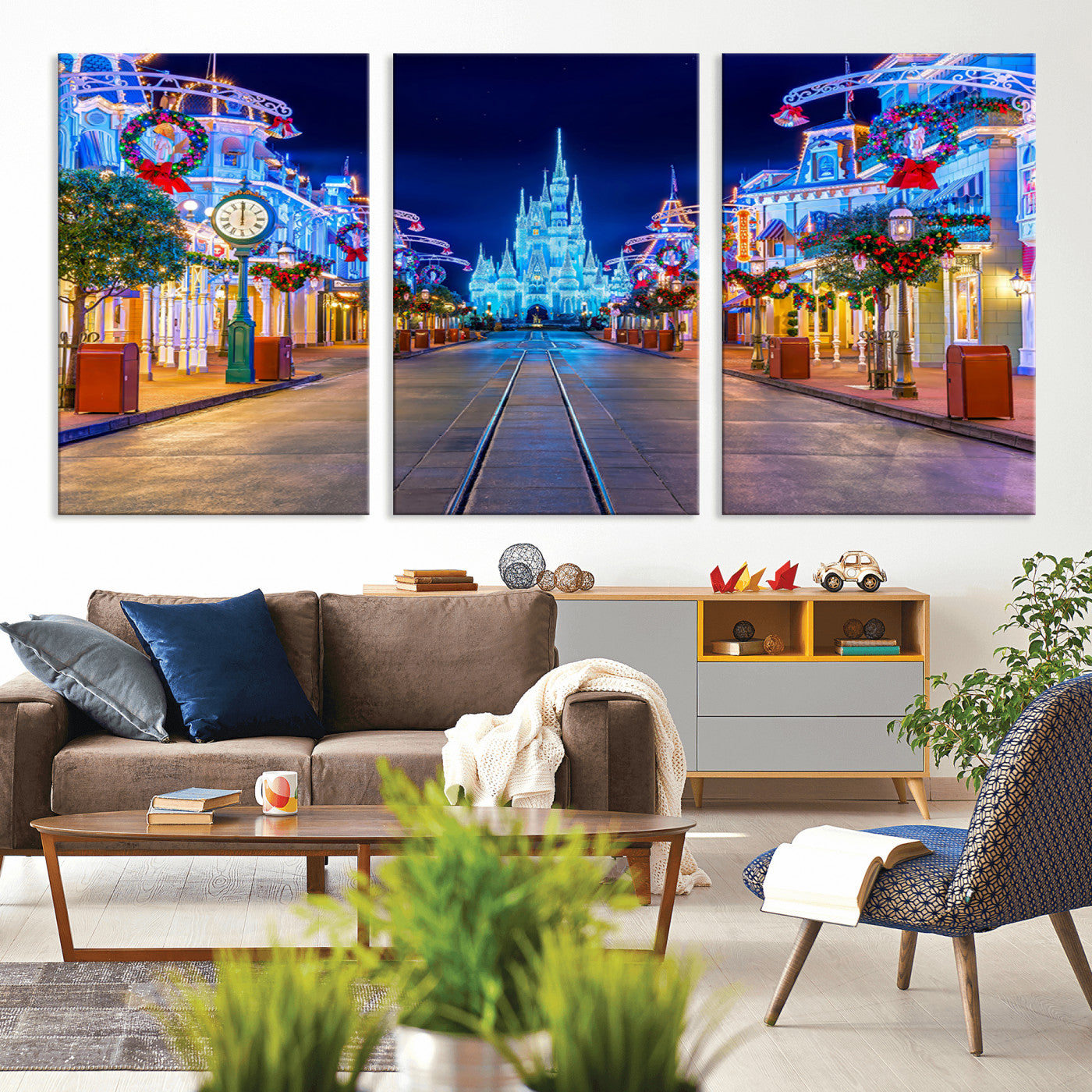 MGV-CV-60X30-3P - Disney Wall Art | Castle Large Wall Art Disney Magic Kingdom Print for Kids Room Decoration | Disney