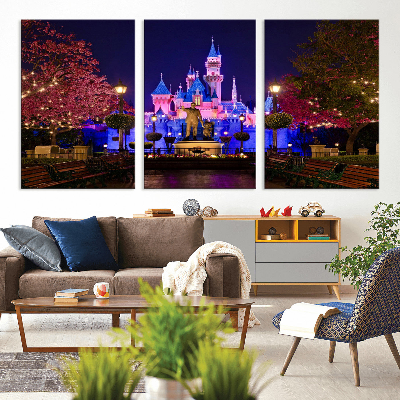 MGV-CV-60X30-3P - Castle Large Wall Art Disney Magic Kingdom Kids Room Decor - Disney World Christmas Home Decor Child