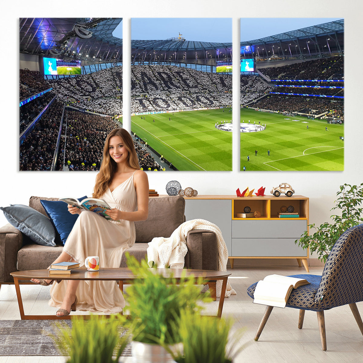 38765-MGV-CV-36X24 - Tottenham Hotspur Stadium Canvas Print, Match Day Triple Canvas Wall Art