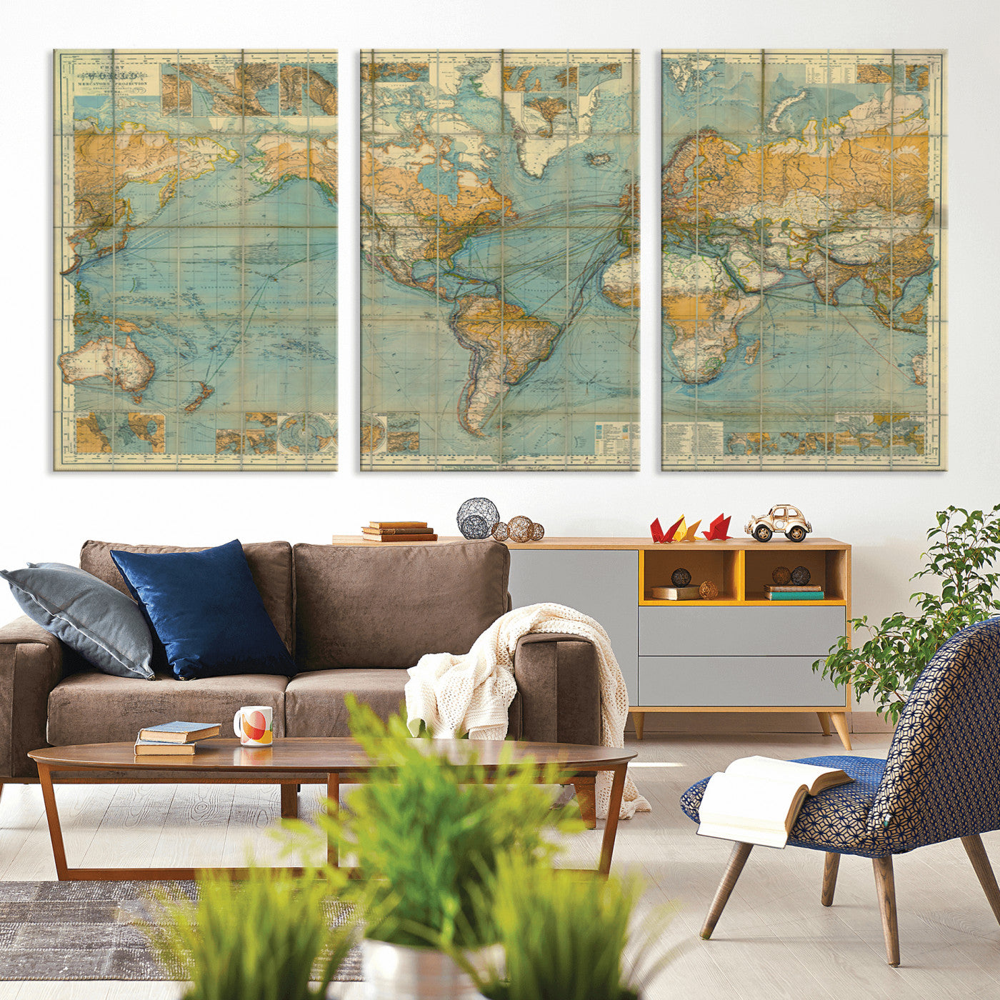 MGV-CV-60X30-3P - Push Pin World Map Canvas Print – Framed Wall Art for Couples to Track Their Travels – Anniversary