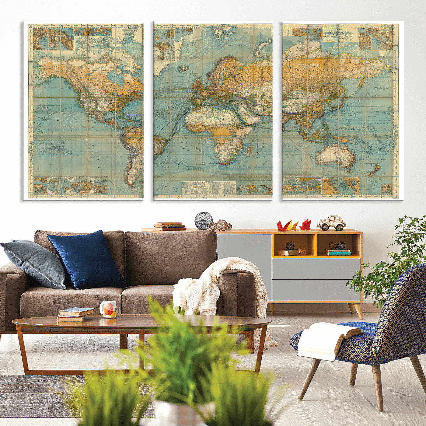 MGV-CV-60X30-3P - Push Pin World Map Canvas Print – Framed Wall Art for Couples to Track Their Travels – Anniversary