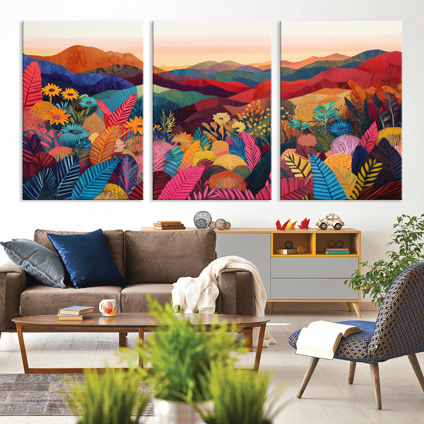 MGV-CV-60X30-3P - YAYOI KUSAMA Abstract Print - Landscape Canvas Wall Art Print - Vibrant Modern Decor for Living