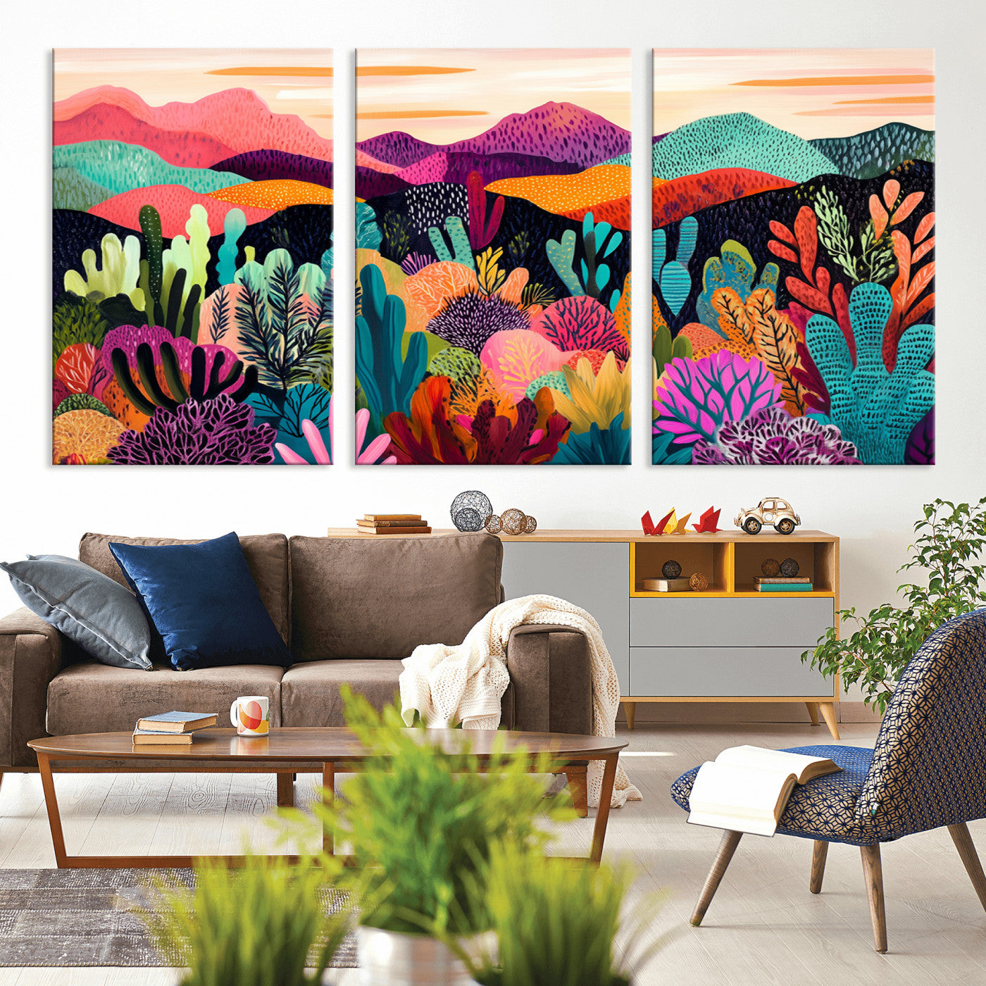 MGV-CV-60X30-3P - Abstract Kusama Print - Landscape Canvas Wall Art Print - Vibrant Modern Decor for Living Room,