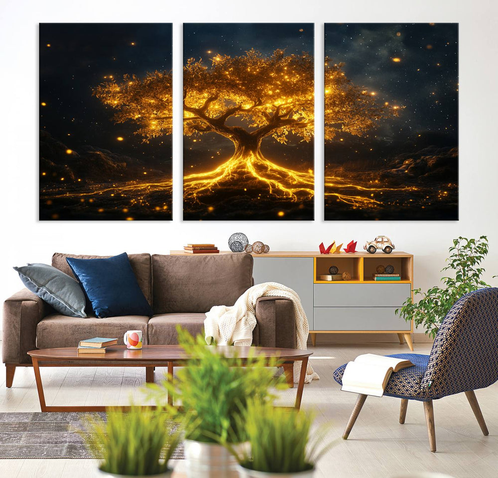 Golden Tree of Life Canvas Print.