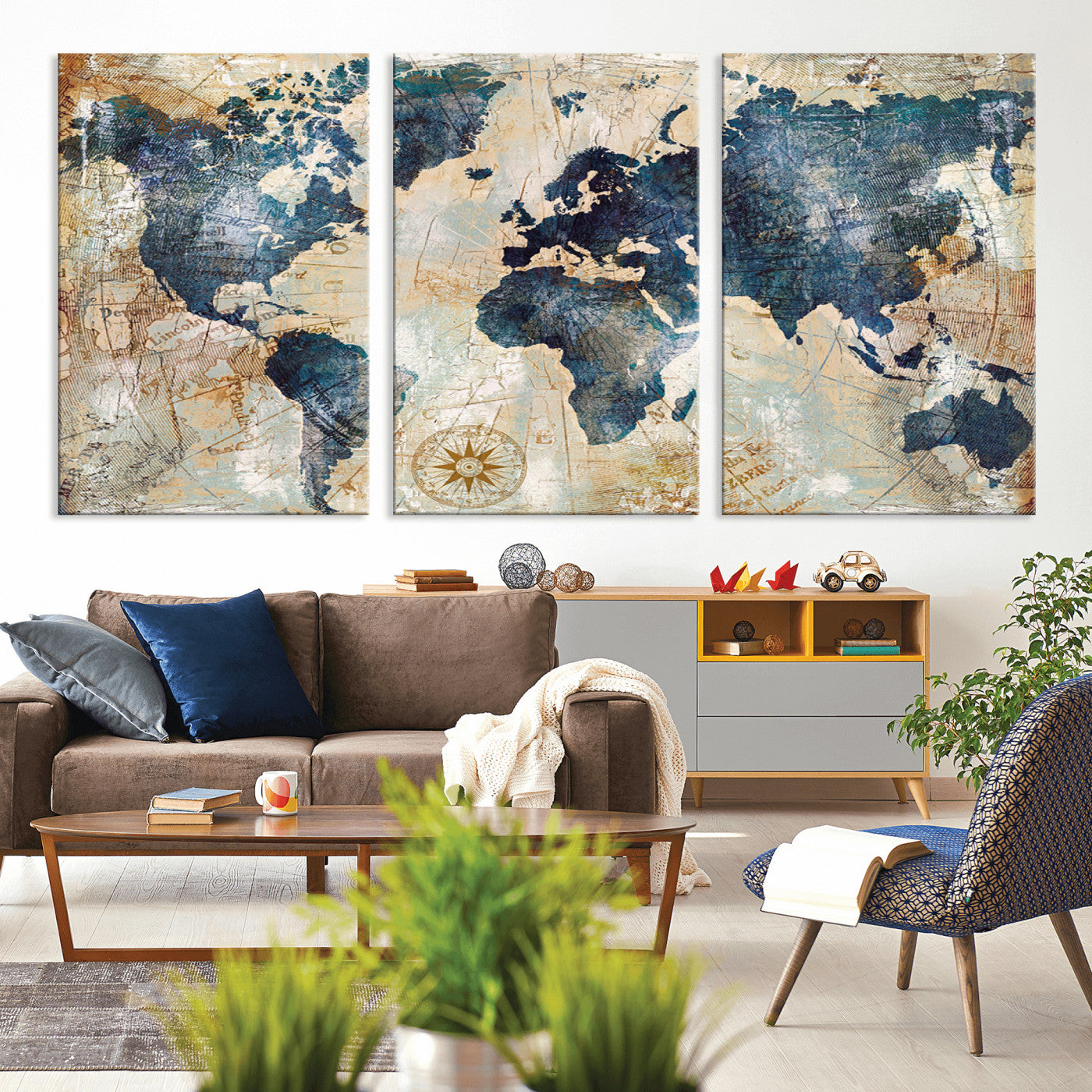 MGV-CV-60X30-3P - Push Pin World Map Canvas Print – Framed Wall Art for Couples to Track Their Travels – Anniversary
