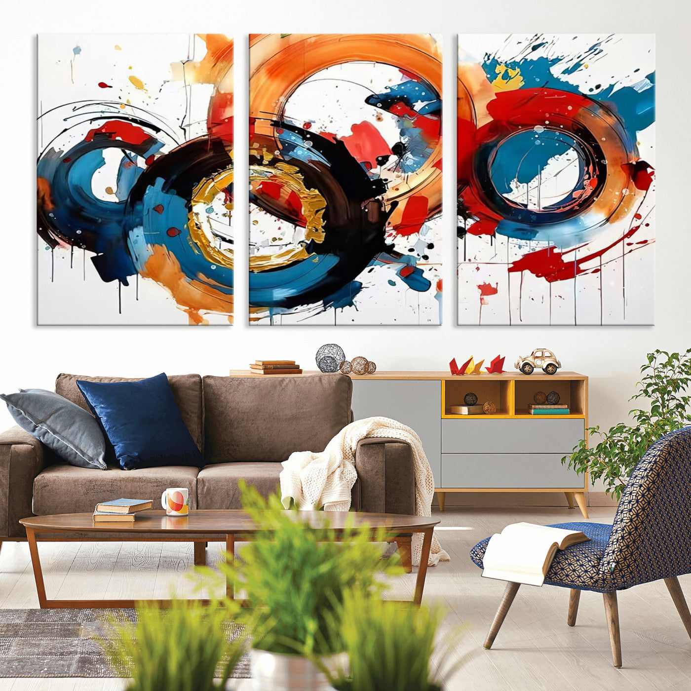 MGV-CV-60X30-3P - Abstract Wall Art, Rings Wall Art Canvas Print