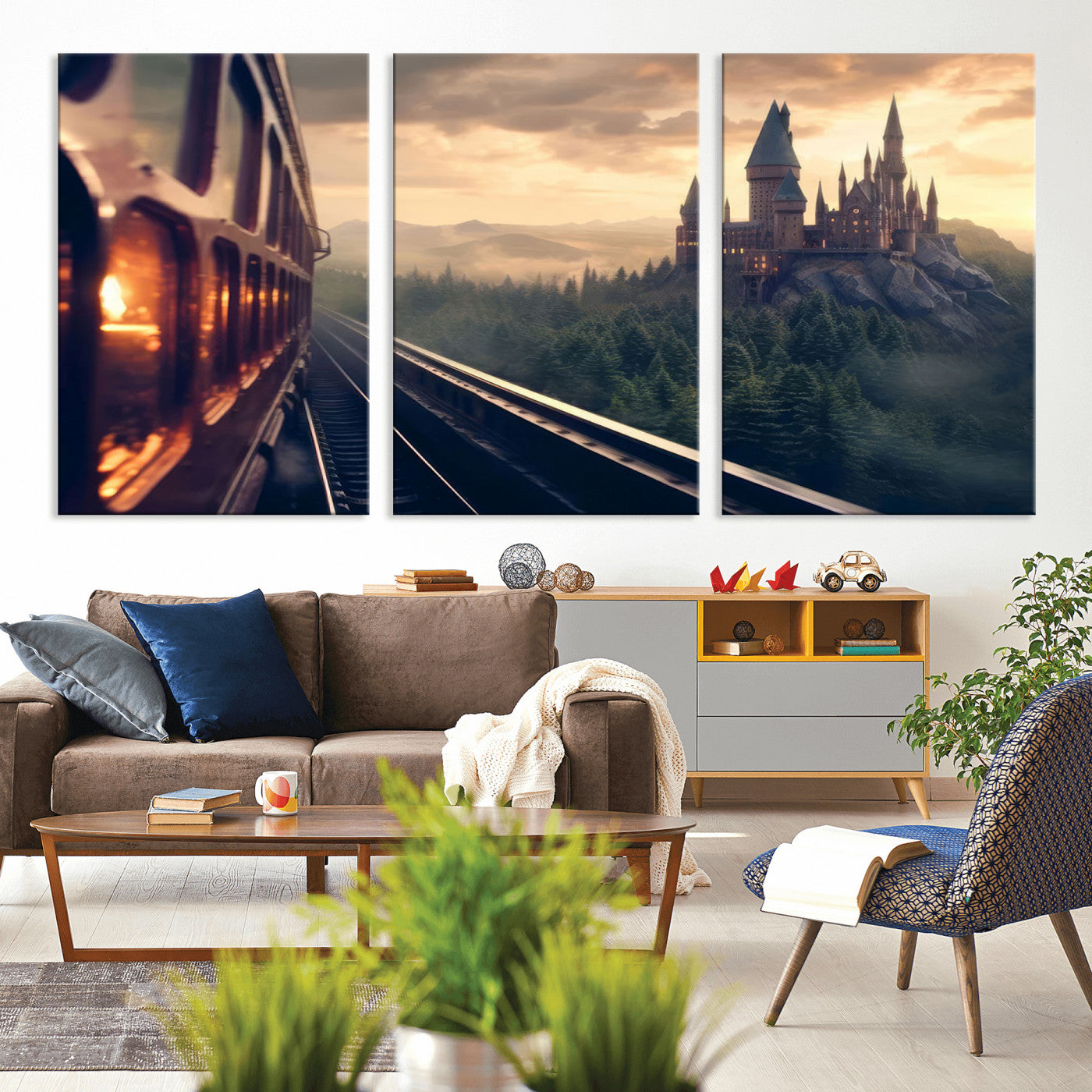 MGV-CV-60X30-3P - Harry Castle Wall Art Canvas Print, Wizard School Wall Art Print, Movie Wall Art Print