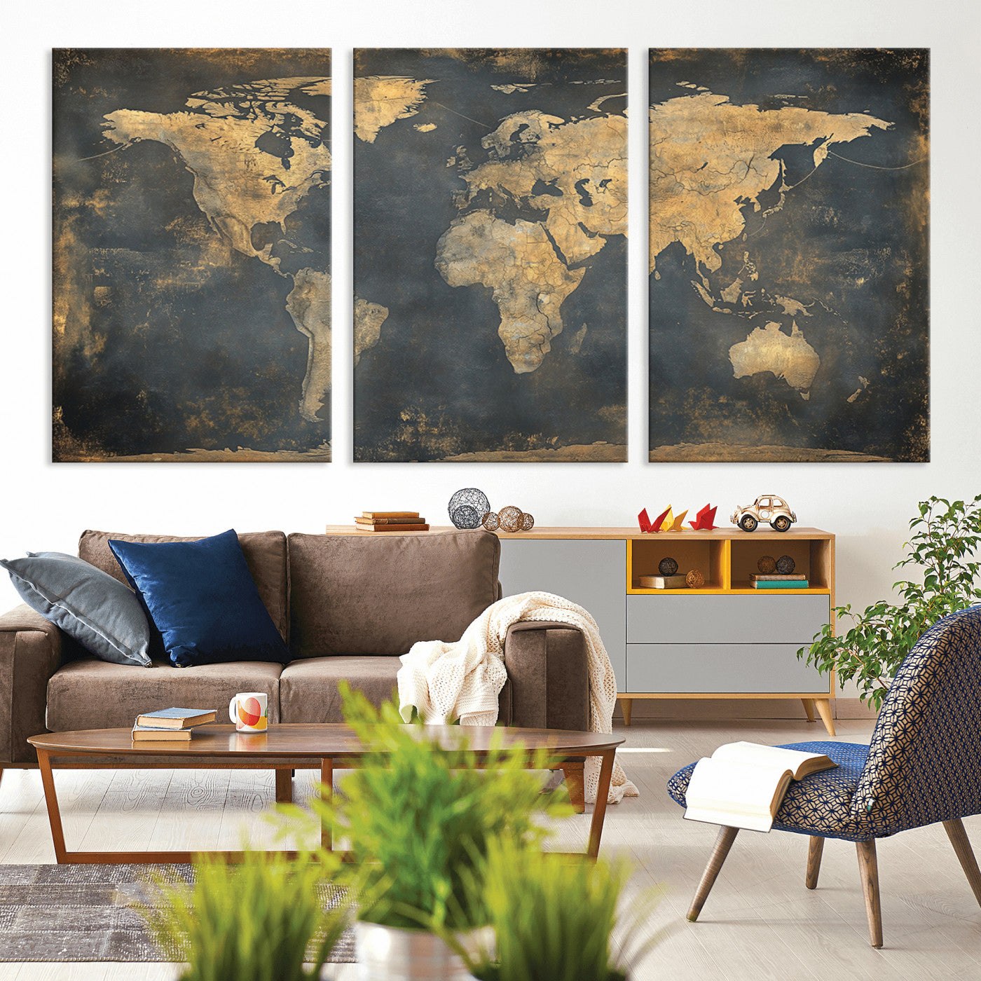 MGV-CV-60X30-3P - Push Pin World Map Canvas Print – Framed Wall Art for Couples to Track Their Travels – Anniversary