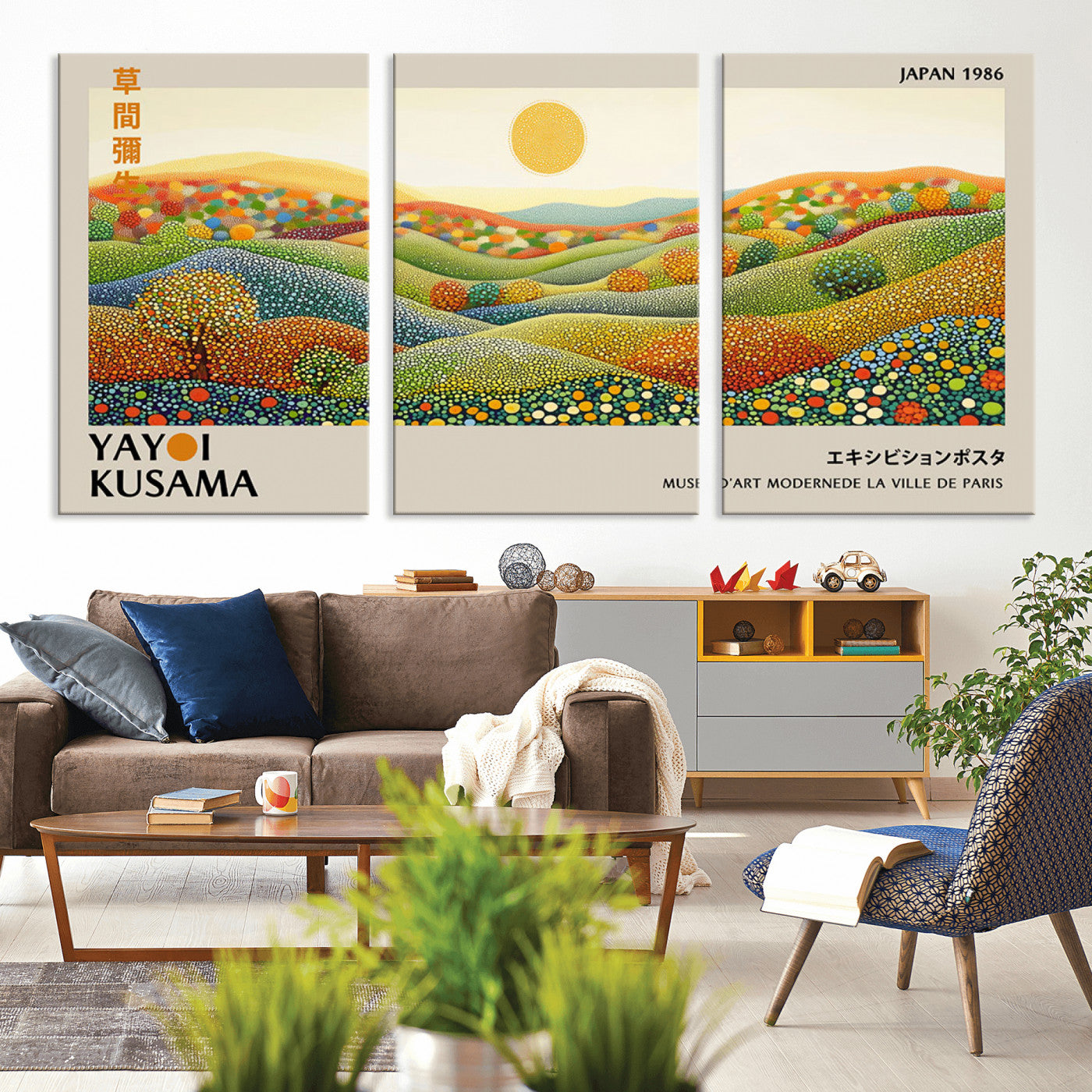 MGV-CV-60X30-3P - Yayoi Kusama Wall Art Print – Yayoi Kusama Wabi Sabi Japanese Wall Art Print - Vibrant Abstract