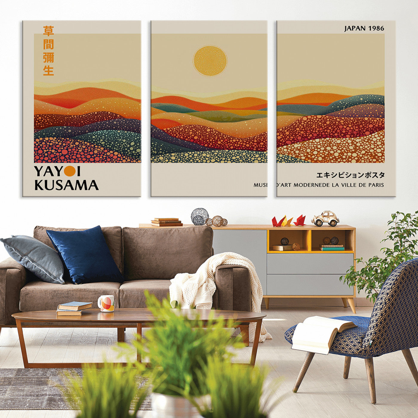 MGV-CV-60X30-3P - Yayoi Kusama Art Print Wall Decor – Yayoi Kusama Wabi Sabi Japanese Wall Art Print - Vibrant