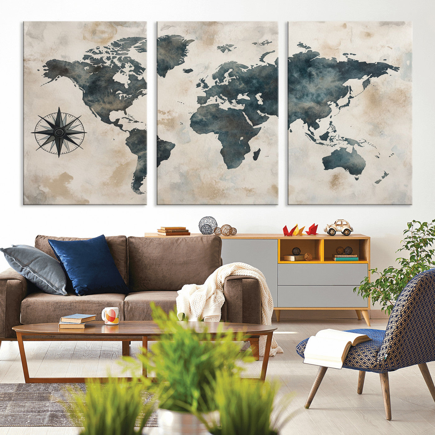 MGV-CV-60X30-3P - Push Pin World Map Canvas Print – Framed Wall Art for Couples to Track Their Travels – Anniversary