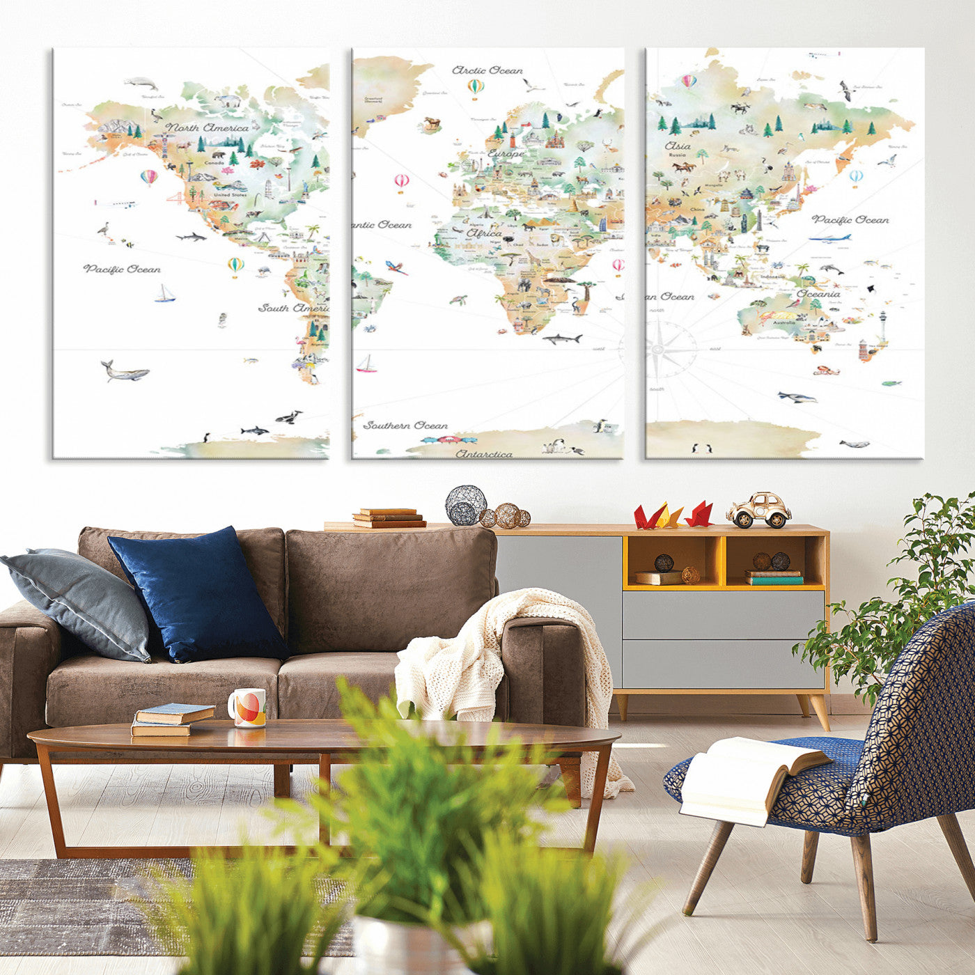 MGV-CV-60X30-3P - Push Pin World Map Canvas Print – Framed Wall Art for Couples to Track Their Travels – Anniversary