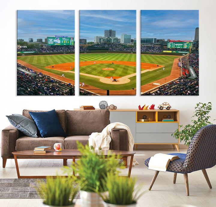 Wrigley Field Cubs canvas wall art.