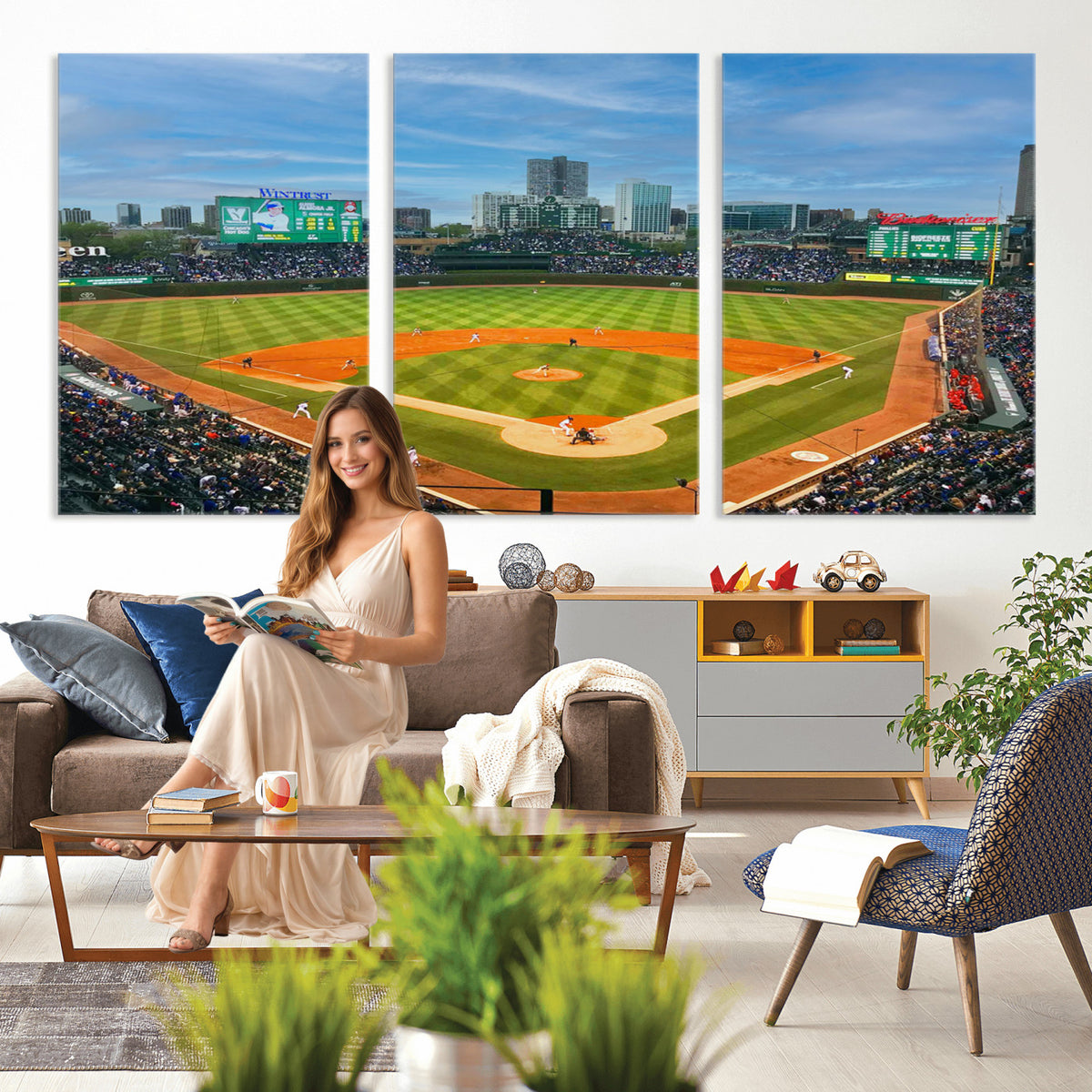 86839-MGV-CV-36X24 - Wrigley Field Chicago Cubs Panoramic Canvas Print
