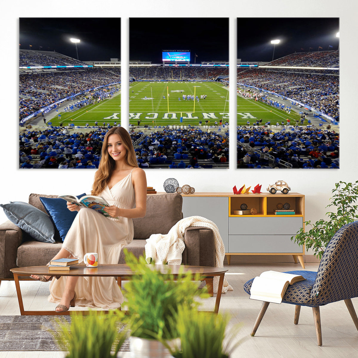 14304-MGV-CV-36X24 - Kroger Field Canvas Wall Art, Kentucky Stadium Wall Art, Framed and Ready to Hang