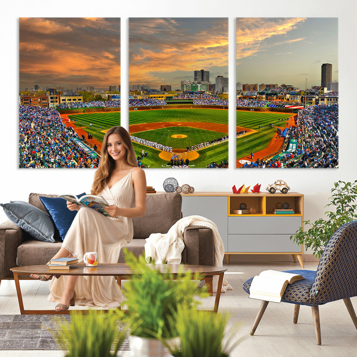 45635-MGV-CV-36X24 - Chicago Wrigley Field Wall Art Canvas Print