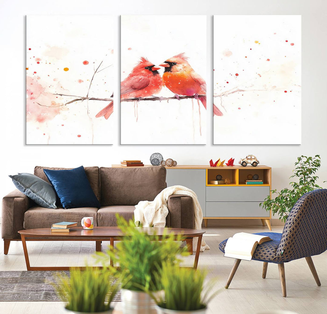 The Cardinal Bird Canvas Wall Art adds vibrant wildlife art to the wall.