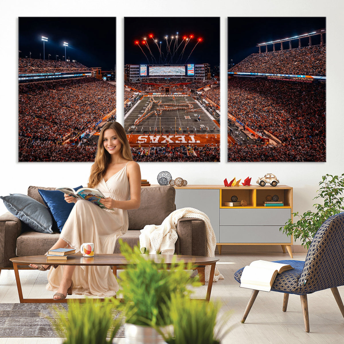 58778-PAN-FL-20X10 - Darrell K Royal Memorial Stadium | Texas Longhorns | Print Decor Wall Art Design for Home & Office Decoration