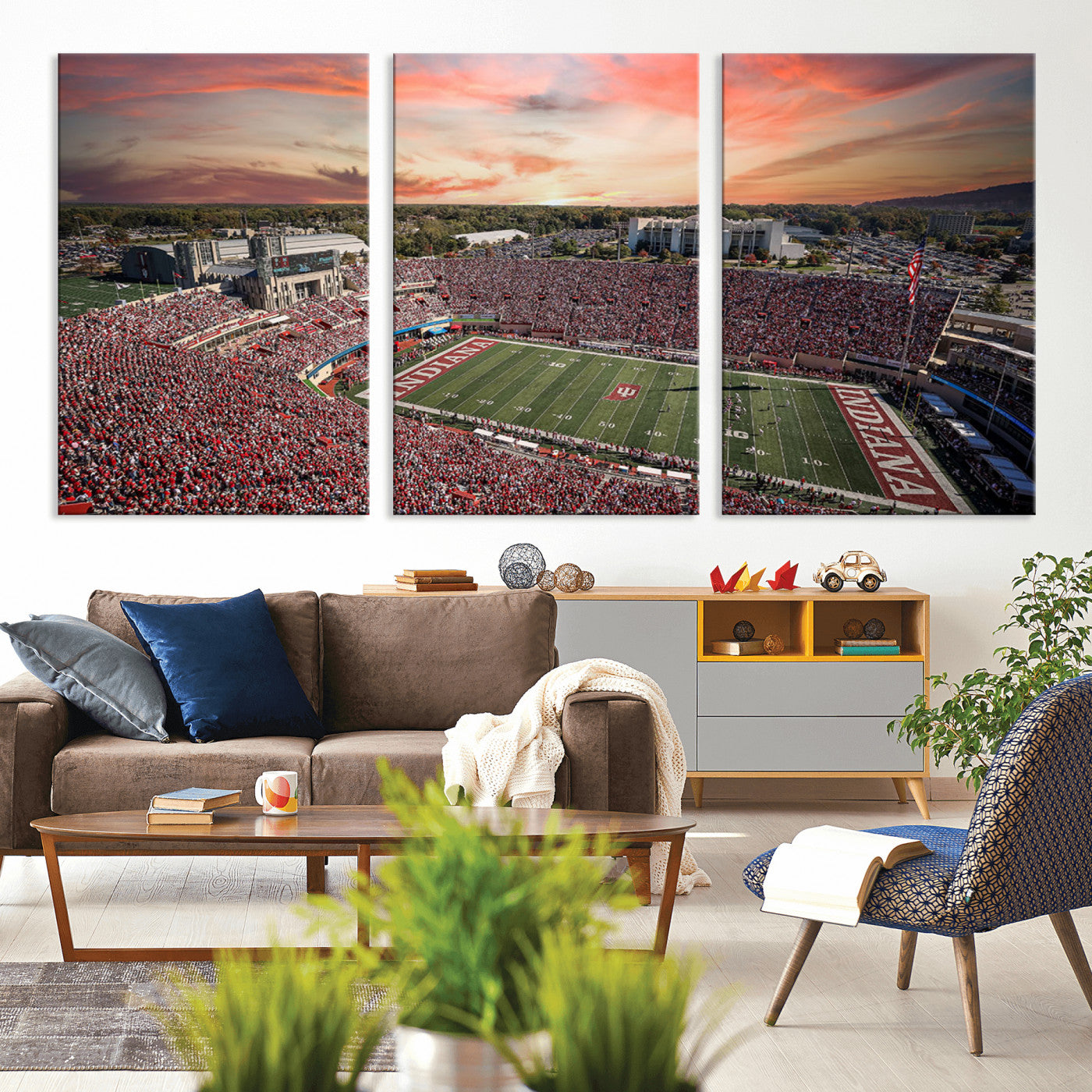 MGV-CV-60X30-3P - Indiana Memorial Stadium Wall Art Canvas Print, Framed Studium Canvas Art, Indiana Memorial Stadium