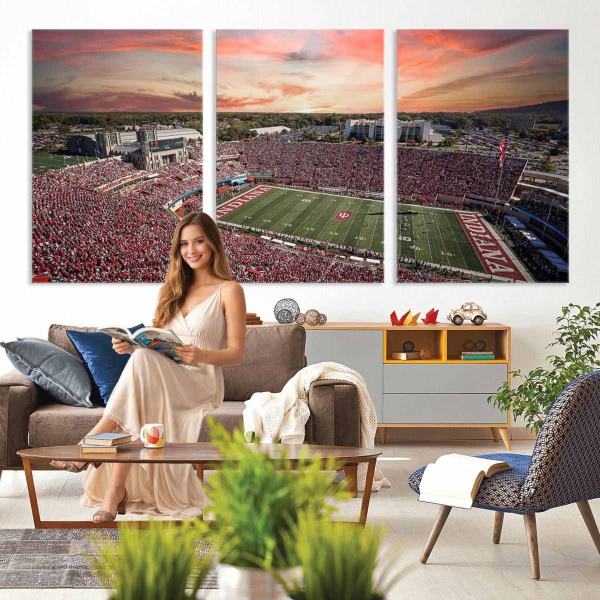 51135-MGV-CV-36X24 - Indiana Memorial Stadium Wall Art Canvas Print