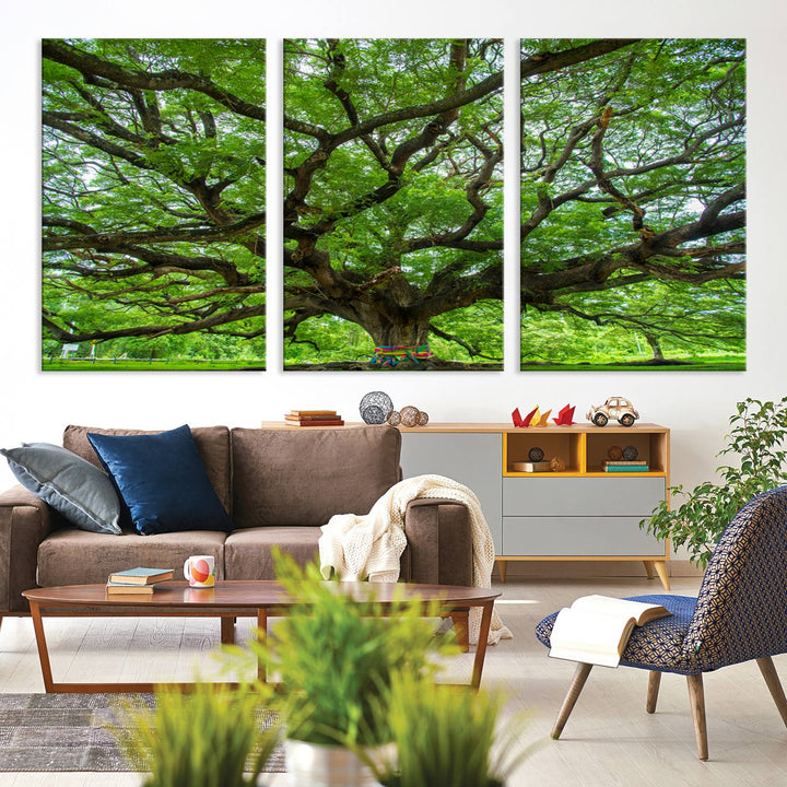 Oak Tree Wall Art Print, Forest Canvas Wall Art for Home and Office, Framed Angel Oak Tree Canvas Art Printing