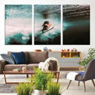 85923512-MGV-CV-40X27-Vibrant Aquatic Motion Wall Art Canvas Print, Framed Underwater Swimming Art Picture Print, Female Surfer Diving Perfect Coastal Boho Decor,