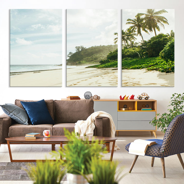 Relaxing Beach Wall Art Canvas Print, Framed Ocean View Art Picture Print, Coastal Serenity Perfect Tropical Coastal Decor Artwork