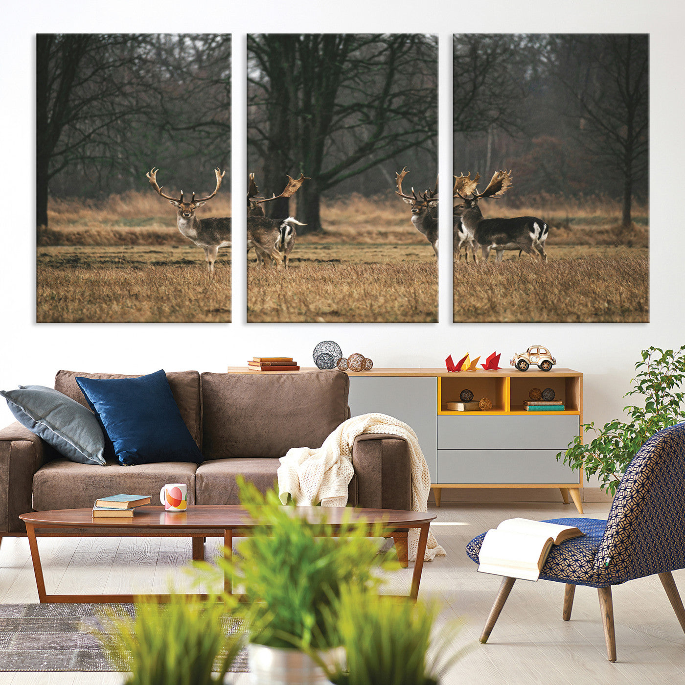 55348744-MGV-CV-36X24-Deer Photography Wall Art Canvas Print, Framed Rustic Wildlife Art Picture, Rustic Deer Wall Art Print