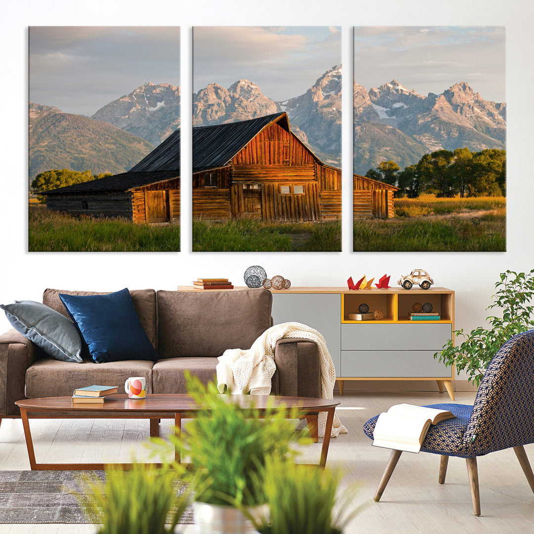 Rustic Barn Wall Art Canvas Print, Framed Western Landscape Art Picture Print, Farmhouse Style Perfect Rustic Farmhouse Decor Artwork