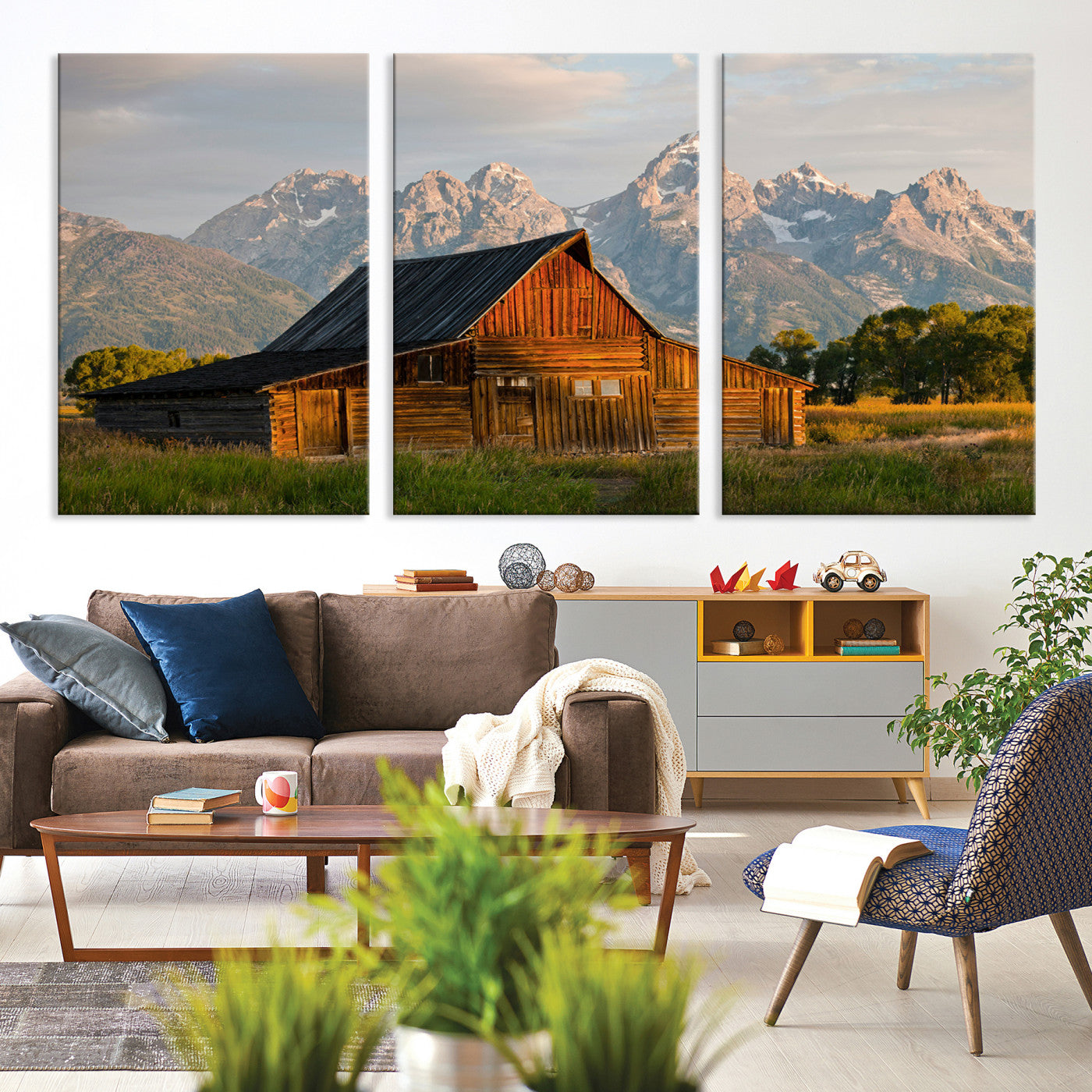 Rustic Barn Wall Art Canvas Print, Framed Western Landscape Art Picture Print, Farmhouse Style Perfect Rustic Farmhouse Decor Artwork