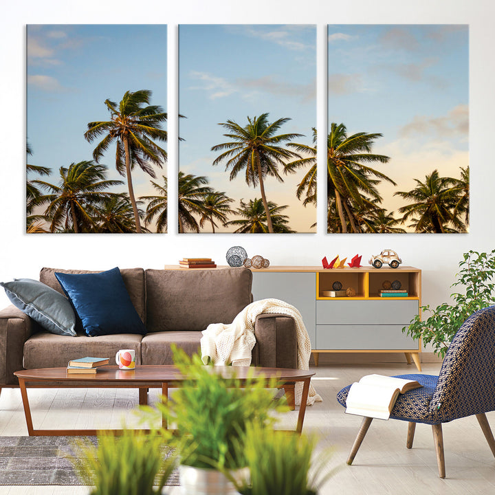 Palms Wall Art Canvas Print, Framed Tropical Art Picture Print, Coastal Perfect Coastal Decor Artwork