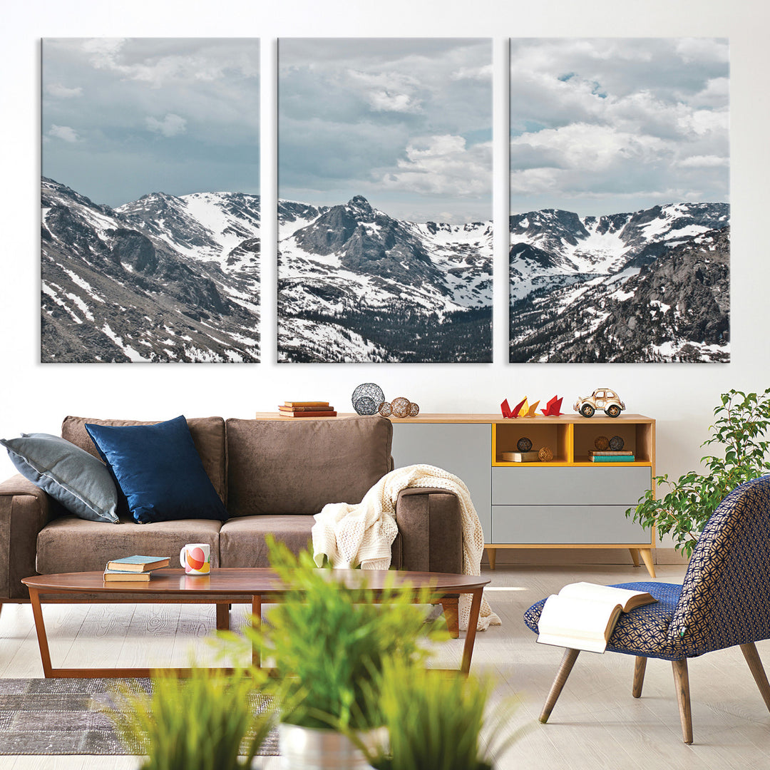 Snowy Peaks Wall Art Canvas Print - Framed Alpine Wilderness Art, Alpine Wall Art Canvas, Mountain Escape Perfect Winter Serenity Decor