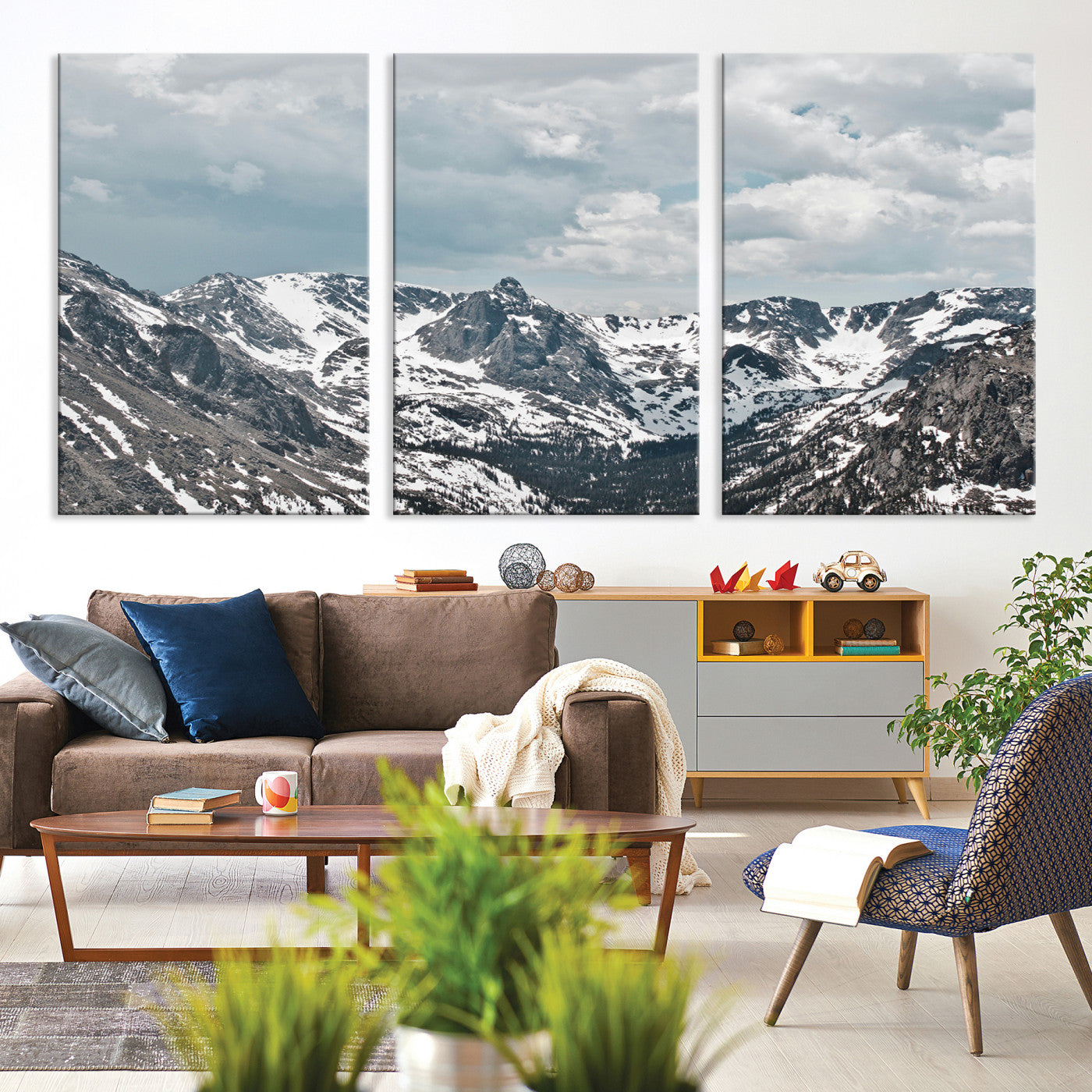 Snowy Peaks Wall Art Canvas Print - Framed Alpine Wilderness Art, Alpine Wall Art Canvas, Mountain Escape Perfect Winter Serenity Decor