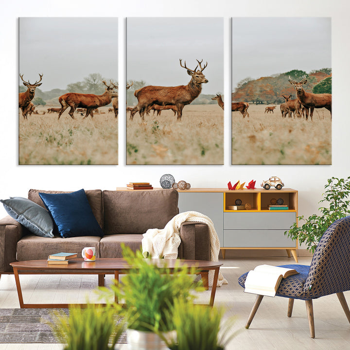 Rustic Deer Print Wall Art Canvas Print