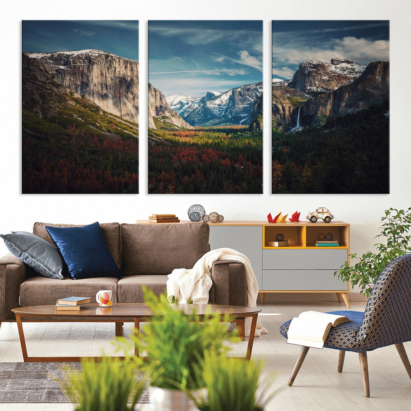 15244033-MGV-CV-36X24 - Yosemite National Park Wall Art – Framed Mountain Landscape El Capitan Canvas Print Scenic Decor for Home, Office Decor