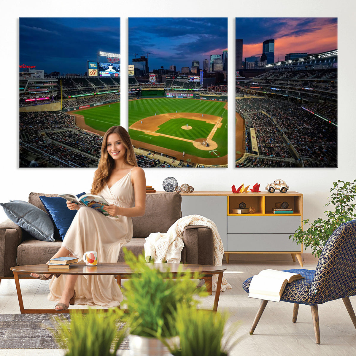 68222753-MGV-CV-36X24 - Target Field Wall Art Canvas Print, Baseball Stadium Scene