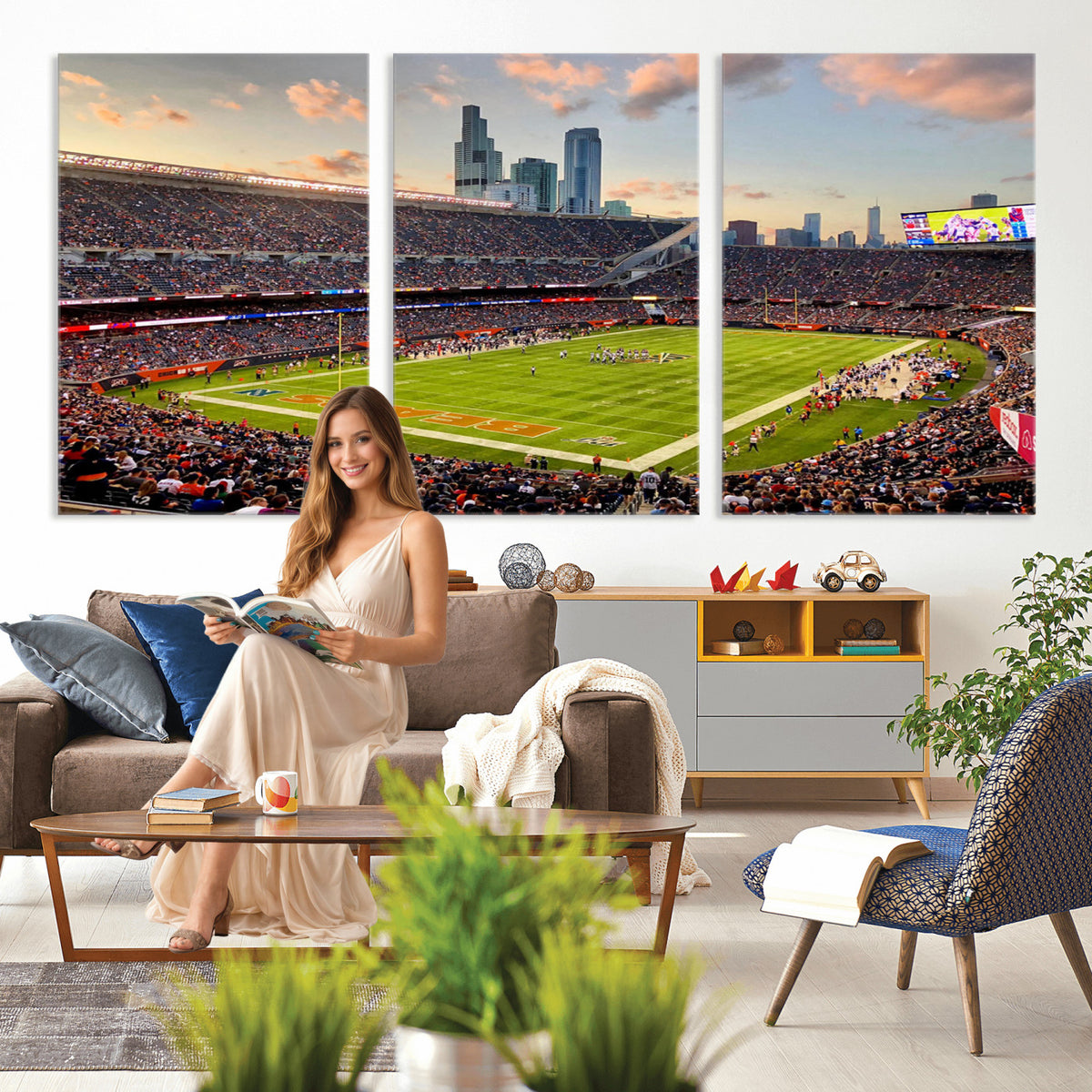 55377093-PAN-FL-20X10 - Chicago Bears Soldiers Field Wall Art Canvas Print, Man Cave Wall Decor