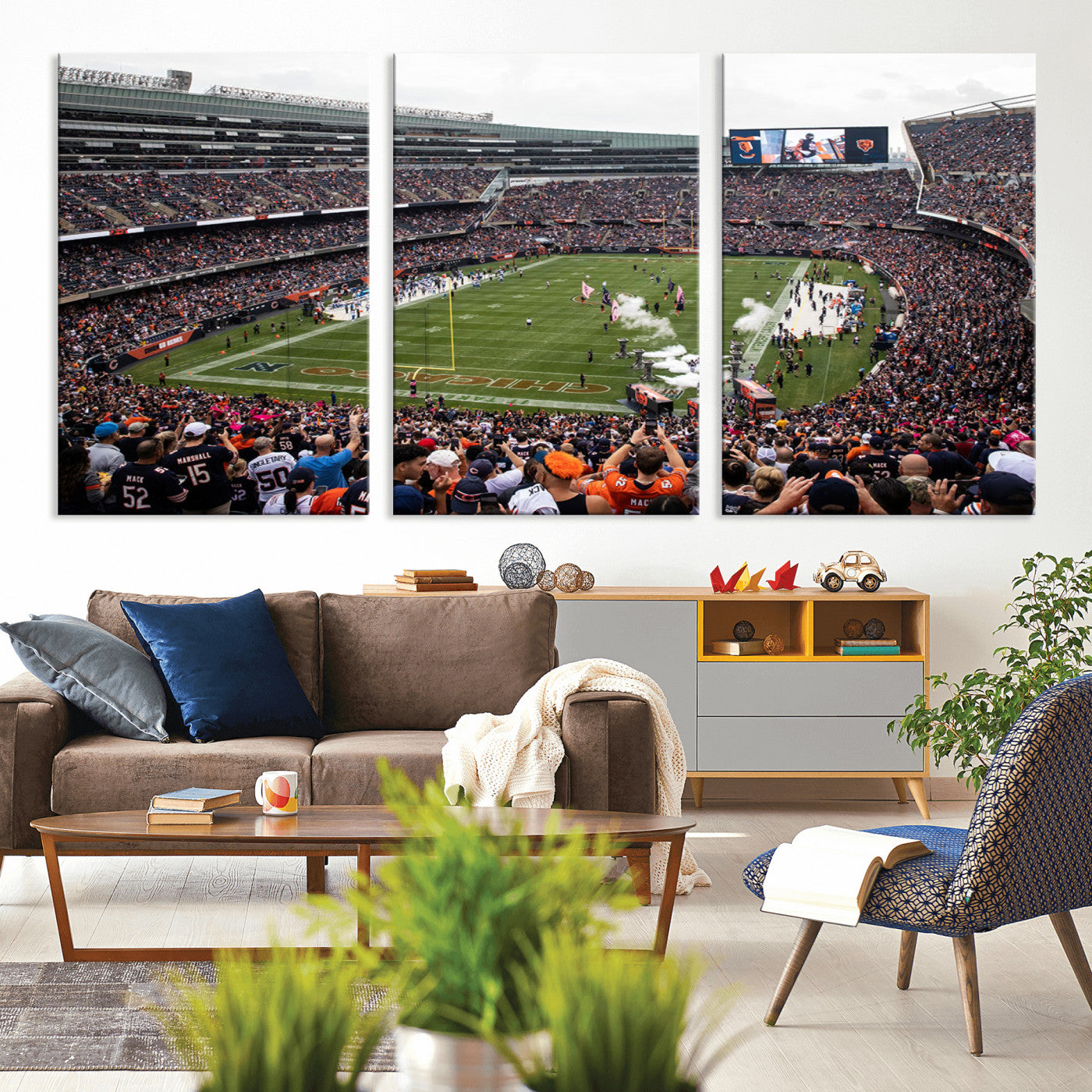 18347149-MGV-CV-36X24-Chicago Bears Soldiers Field Wall Art Canvas Print – Framed Football Stadium Artwork for Sports Fans, Soldier Field Skyline Canvas Decor for Game Room or Man Cave