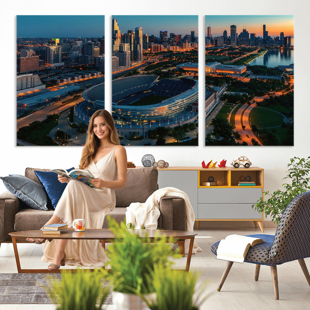 36690345-MGV-CV-36X24 - Chicago Bears Soldiers Field Wall Art Canvas Print
