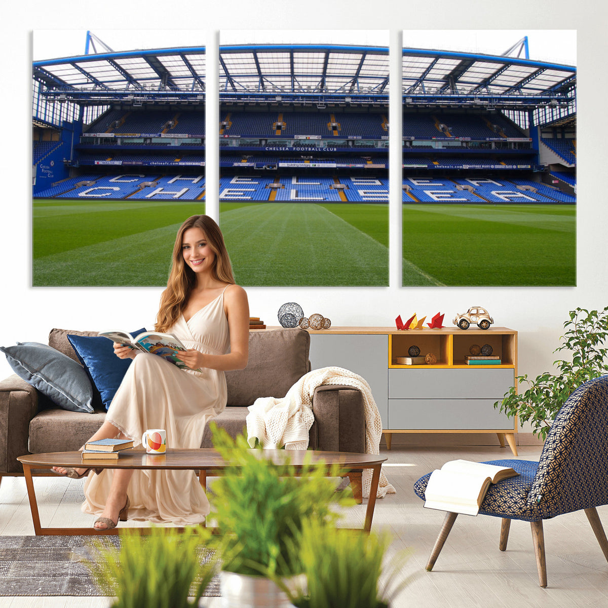 38616413CHELSA-MGV-CV-36X24 - Stamford Bridge Chelsea Football Stadium Canvas Wall Art